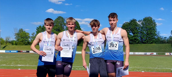 Erfolgreiche Telis Jungs bei den Bayerischen Langstaffelmeisterschaften (Foto von Gabi Reindl) 4x400m BLV Staffel Reindlfoto