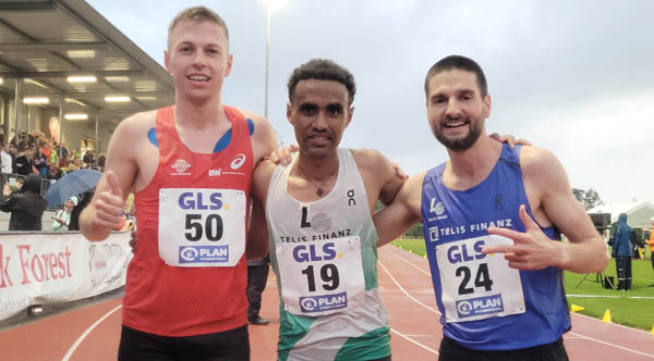 Tom Förster, Filimon Abraham und Konstantin Wedel setzen sich in Wassenberg durch (Foto von Uli Hörnrmann) Abraham WedelFoerster2 DM Langstrecke24 Hoernemann Foto