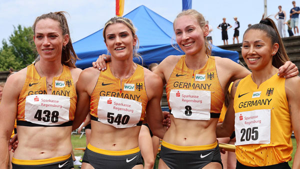 Erfolgreiche deutsche 4x400m Damen (Foto von Theo Kiefner) Demes lakner lechleitner gorr regensburg25 kiefner
