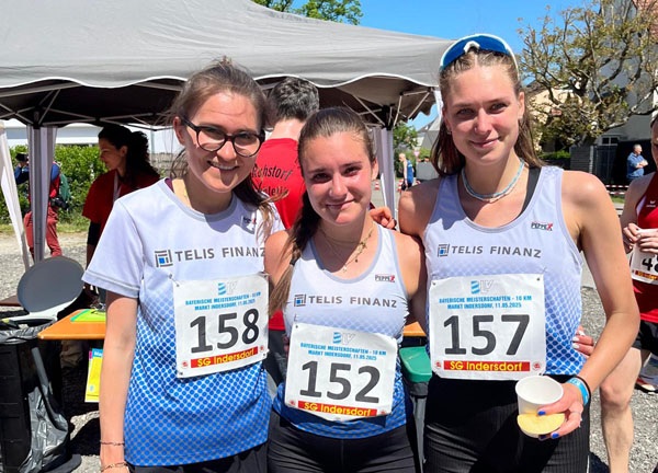 Julia Radewaldt, Anna Unholzer und Sophie Huber (Foto von Gabriel Wimmer) Telis 10km4 Team Markt Indersdorf2025 Wimmer Foto